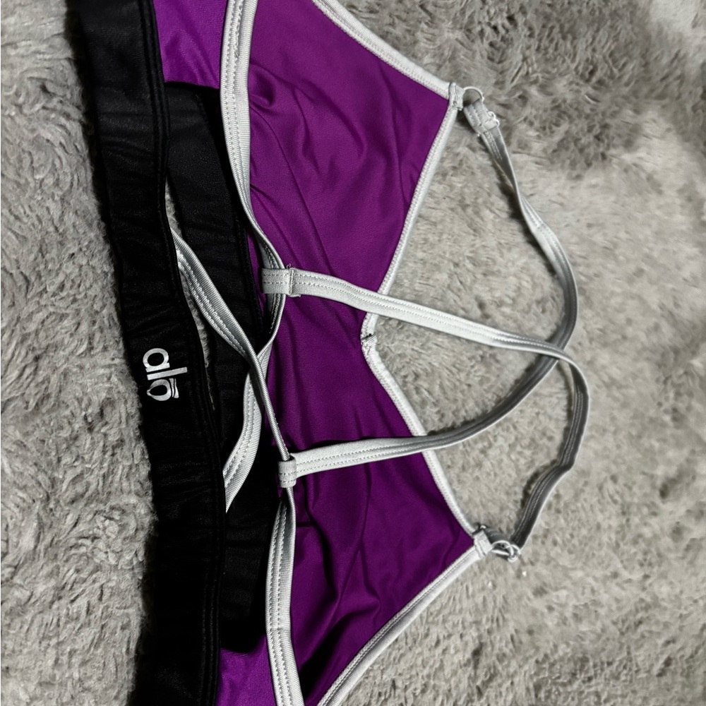 ALO Yoga Purple and Black Bikini Top